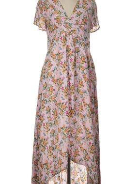 Suzanne Betro Lavender Pink Floral High-Low Dress